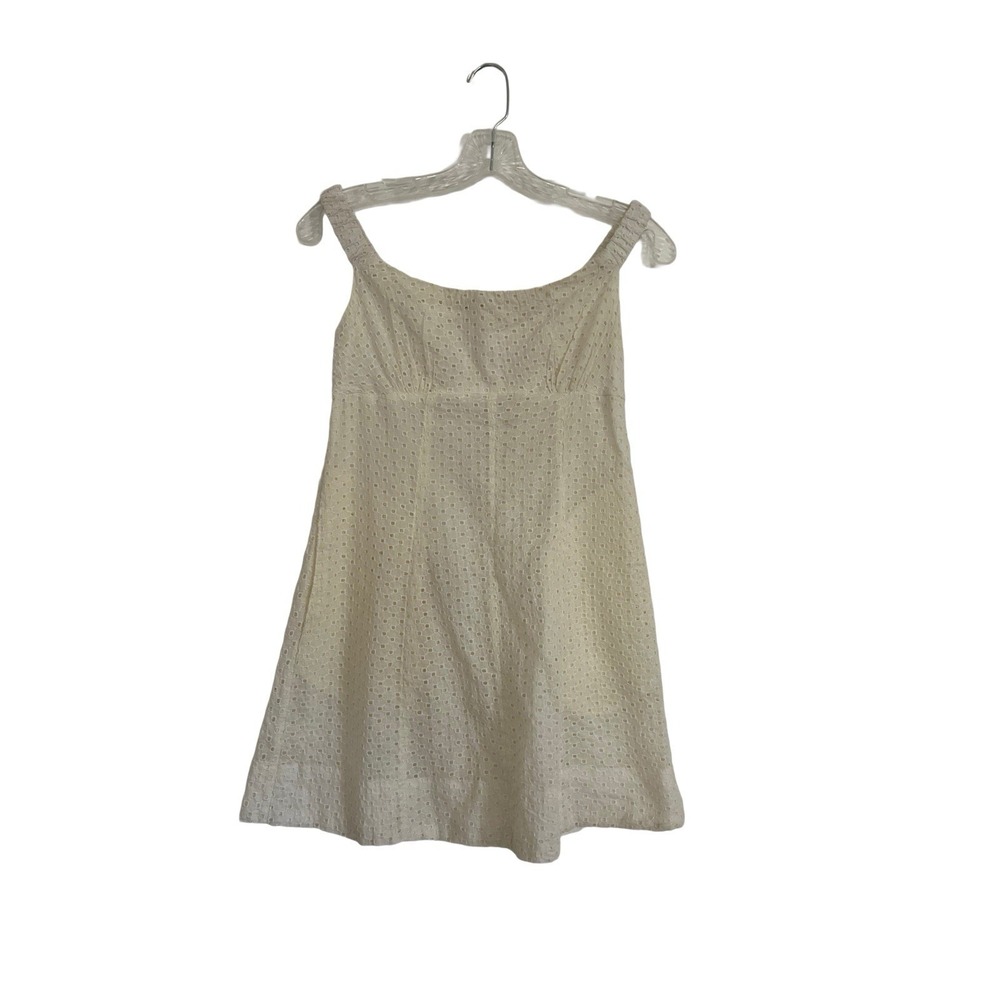 Free People Women's Ivory Eyelet Mini Dress Size Small Boho Cottage Core New